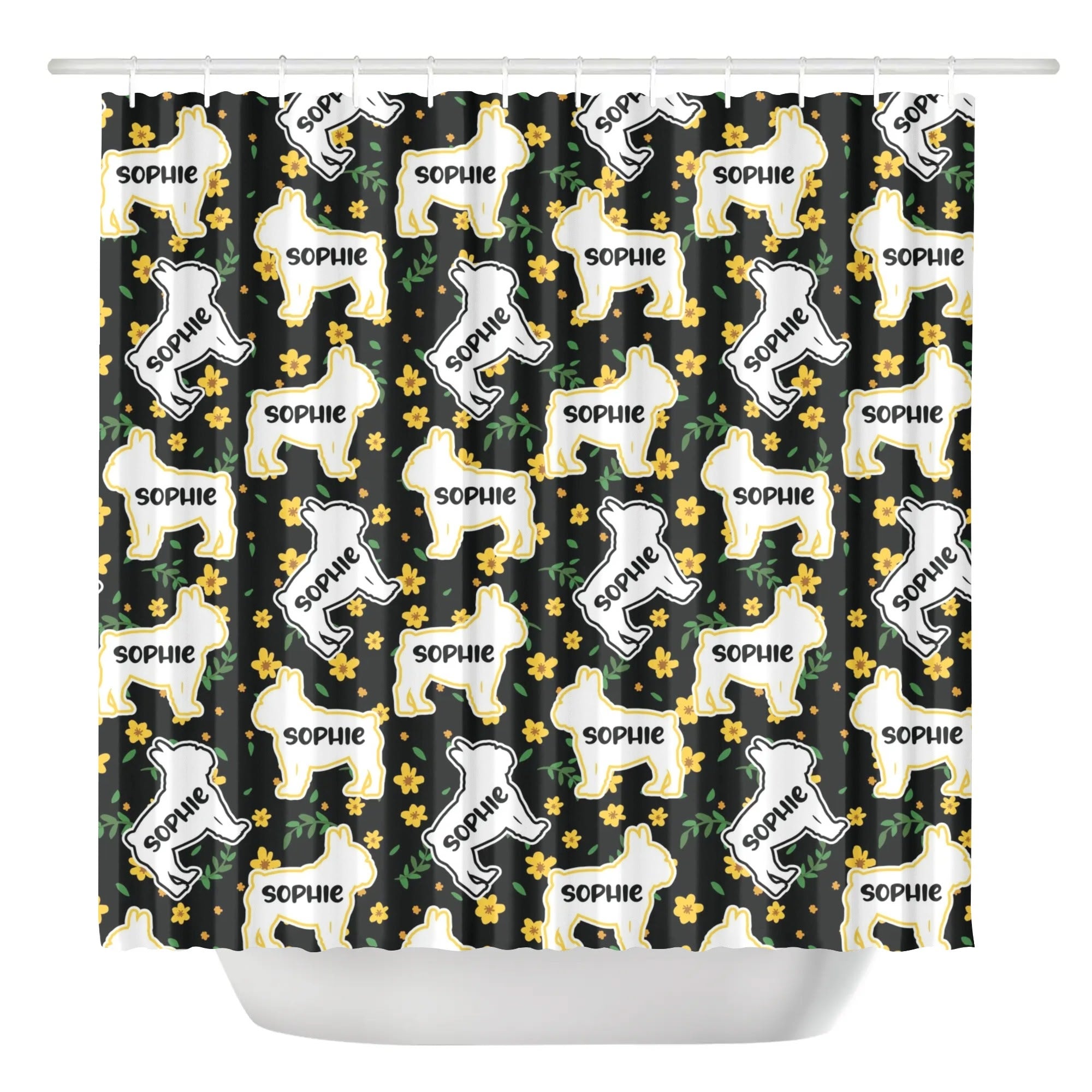 Stylish Personalized Shower Curtain With Frenchie’s Name for Fashion