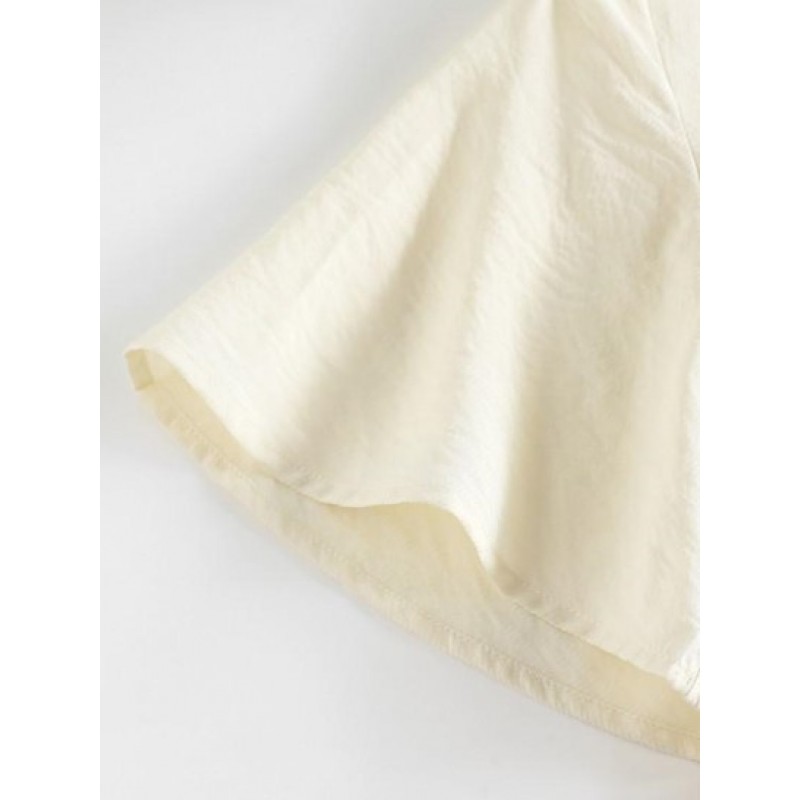 Smocked Waist Peplum Hem Surplice Blouse HZ1176