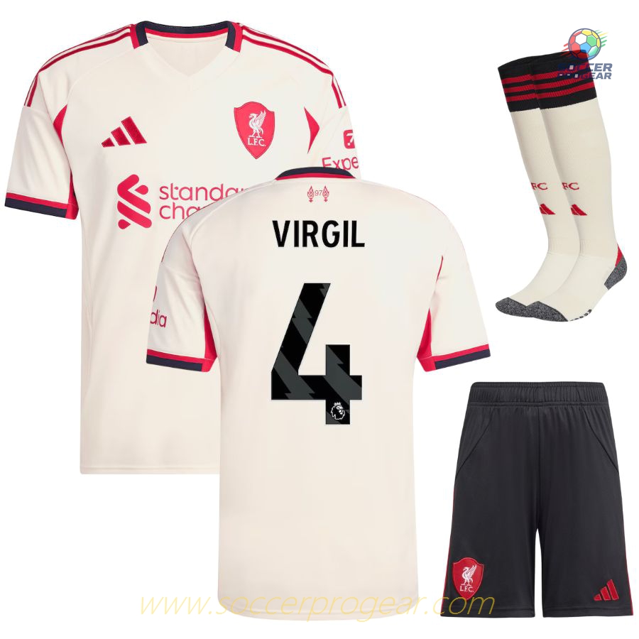 Liverpool Away Child Kit Shirt 2025-2026 Season Virgil