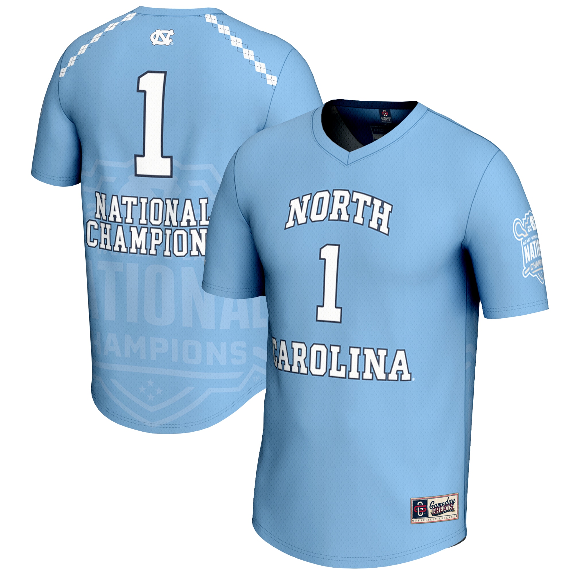 [NJP] North Carolina Tar Heels GameDay Greats 2025 NCAA Women's Lacrosse National Champions Lightweight Fashion Jersey - Carolina Blue