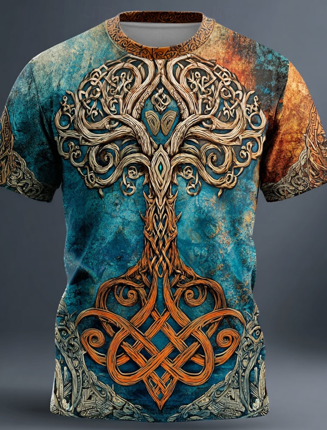 Men's 3D Celtics Tree Of Life T Shirt Short Sleeve T shirt 3D Print Crew Neck Shirt Viking Designer Party Street Blue Yellow Red Summer Spring Clothing Apparel S M L XL XXL XXXL