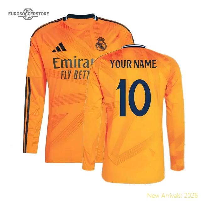 Top-Quality 2024-2025 Real Madrid Long Sleeve Away Shirt (Your Name)