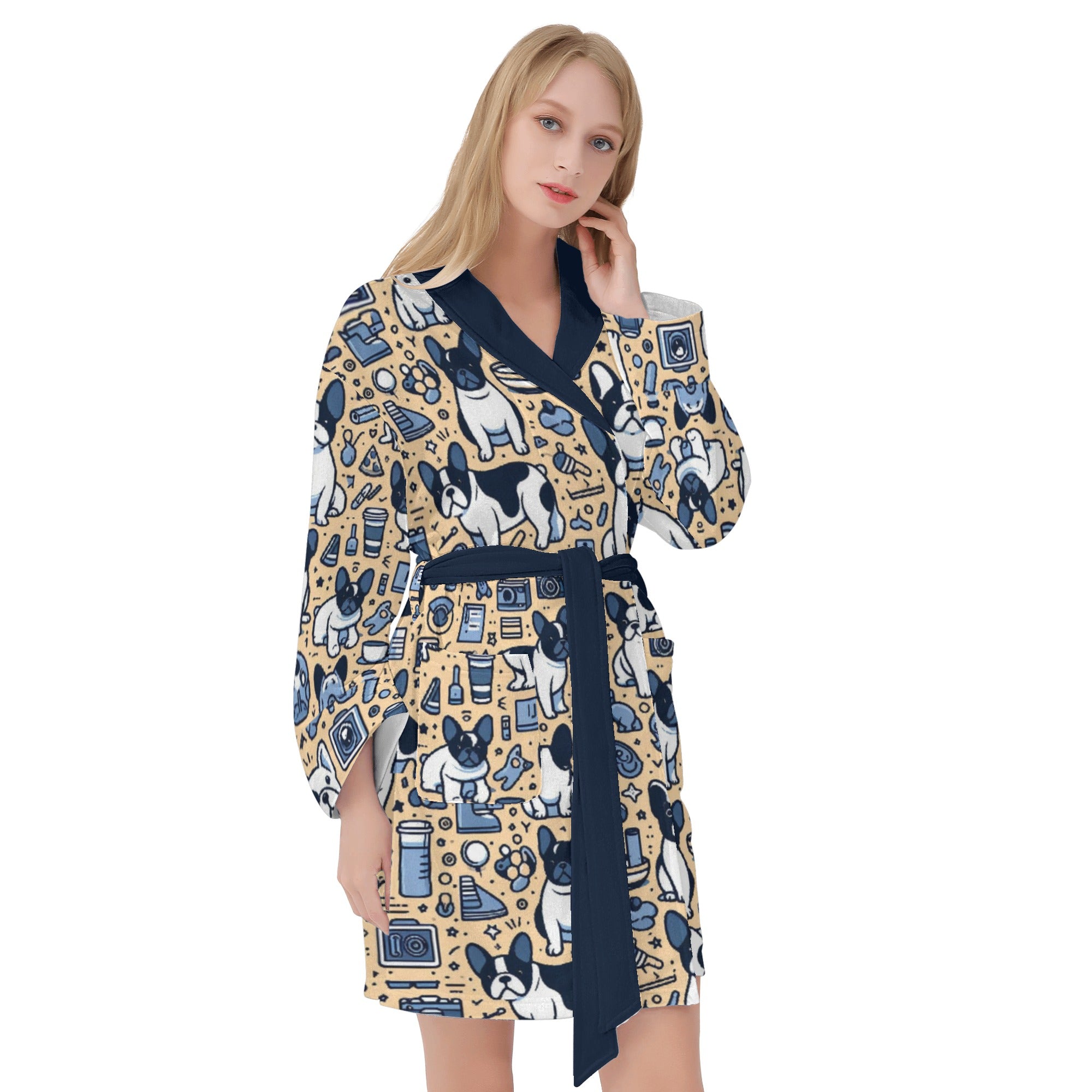 French Bulldog Lover Roxy Women Bathrobe Frenchie Fan Item