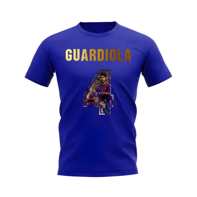 Barcelona Retro Football T-Shirt (Blue) Durable Stitching