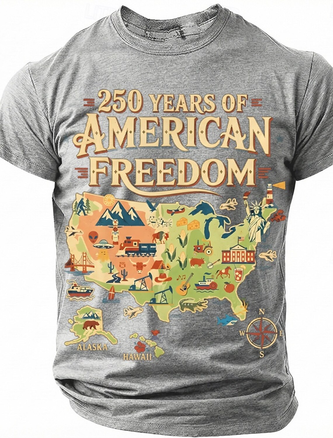 4th of July 2026 250th Memorial Day Men's 3D Print US Flag Crew Neck Short Sleeve T-Shirt Daily Street