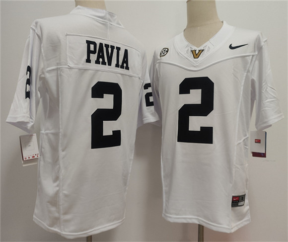 Men's None White 2024 stitched Diego Pavia #2 official licensed Jersey