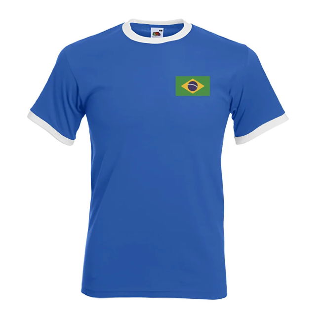 Player Pele Brazil Ringer Tee (Blue) Performance Authentic