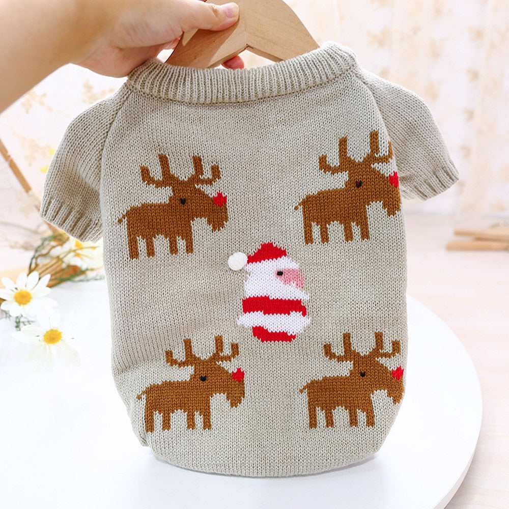 Trendy Christmas Print Warm Sweater for French Bulldog