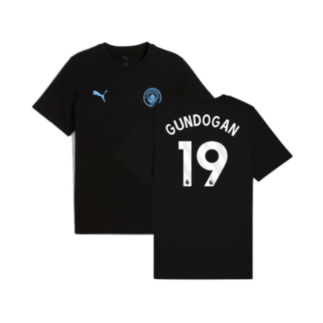 2025-2026 Man City FtblESS Tee (Black) (Gundogan 19)