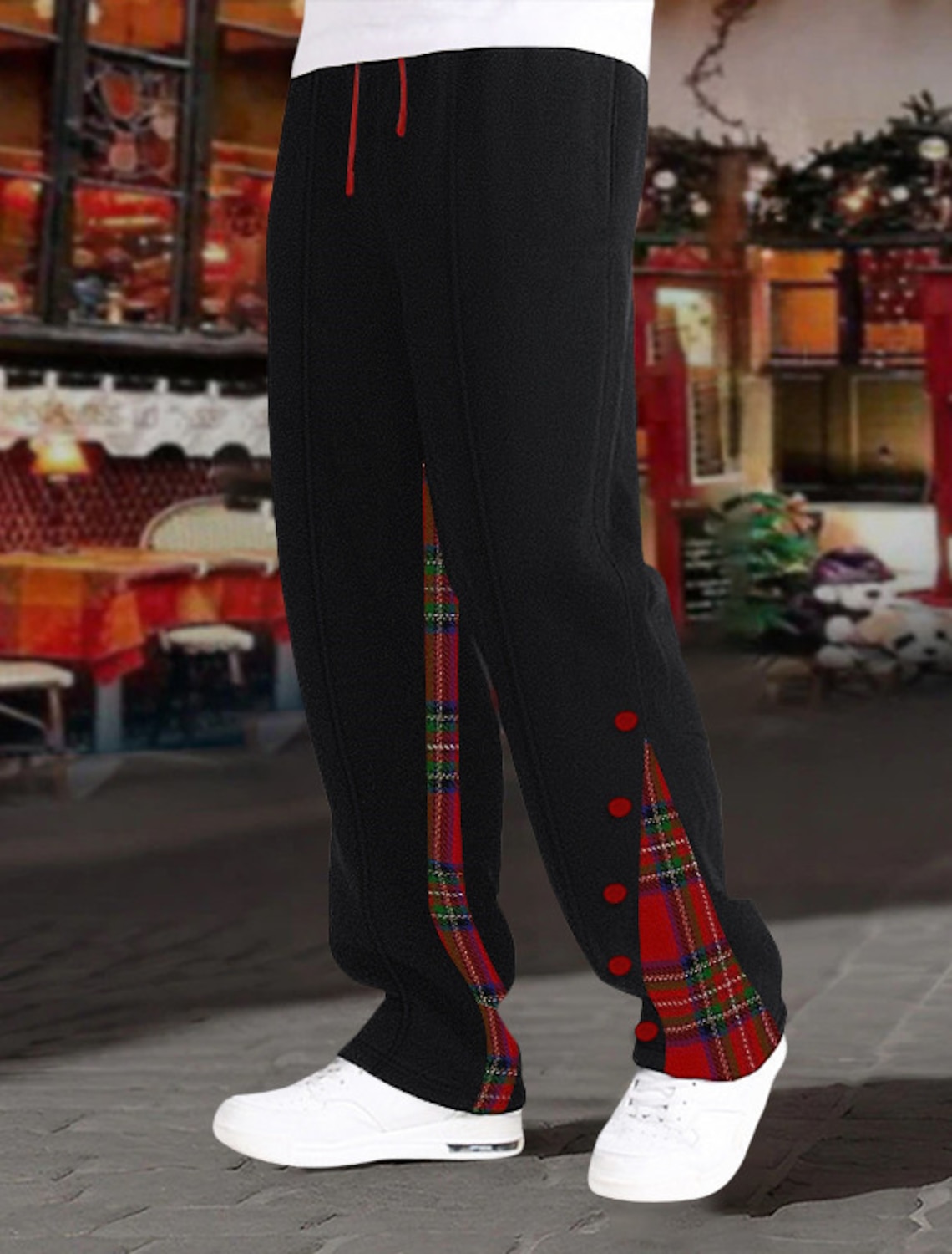 Men's Sweatpants Joggers Trousers Patchwork Drawstring Elastic Waist