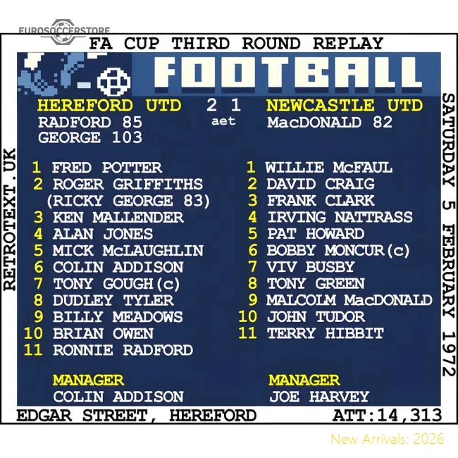 Top-grade 1972 Hereford Utd V Newcastle United (hereford) Retrotext