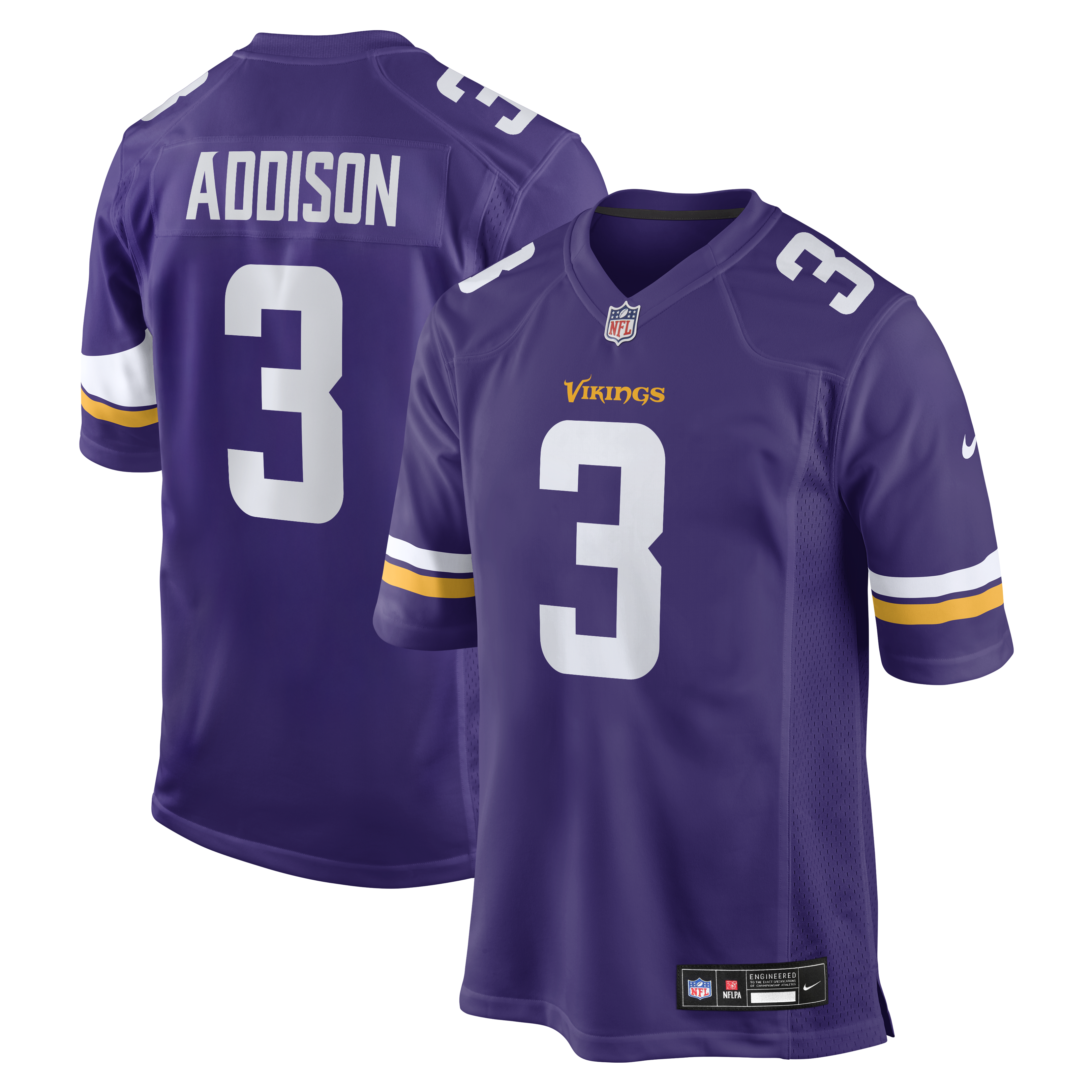 [LK] Jordan Addison Minnesota Vikings Game Jersey - Purple
