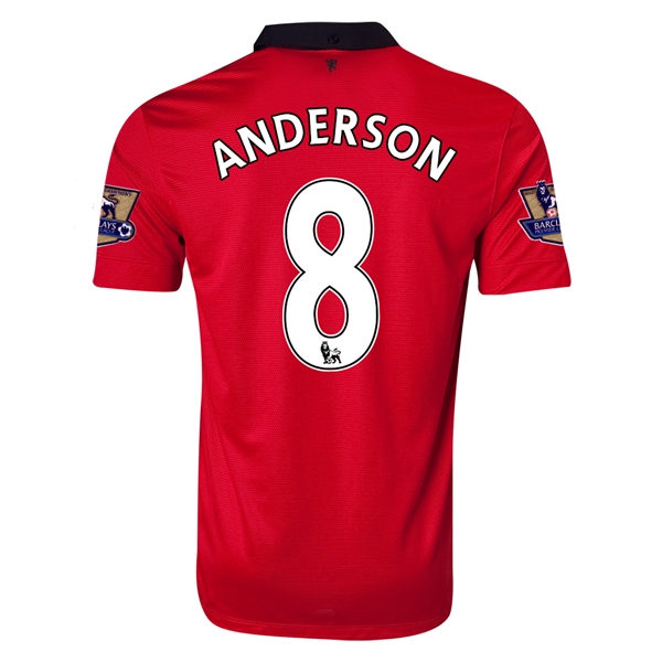 13-14 Manchester United 8 ANDERSON Home Jersey Shirt - Official