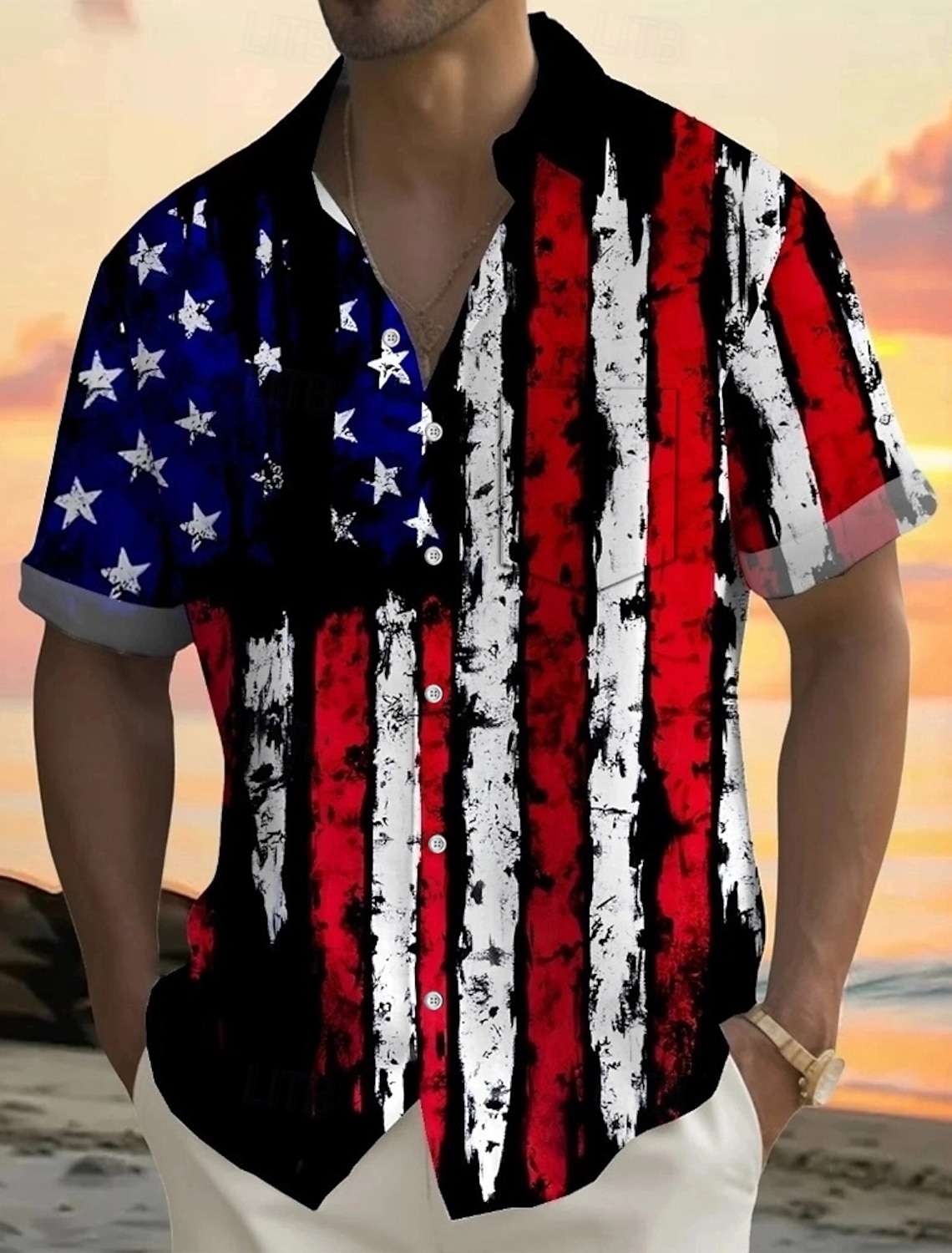 4th of July 2026 250th Men's American US Flag Shirt Summer Shirt Short Sleeve Patriotic Daily Streetwear Summer Spring Turndown 3D Print Button Up Shirts Blue Red