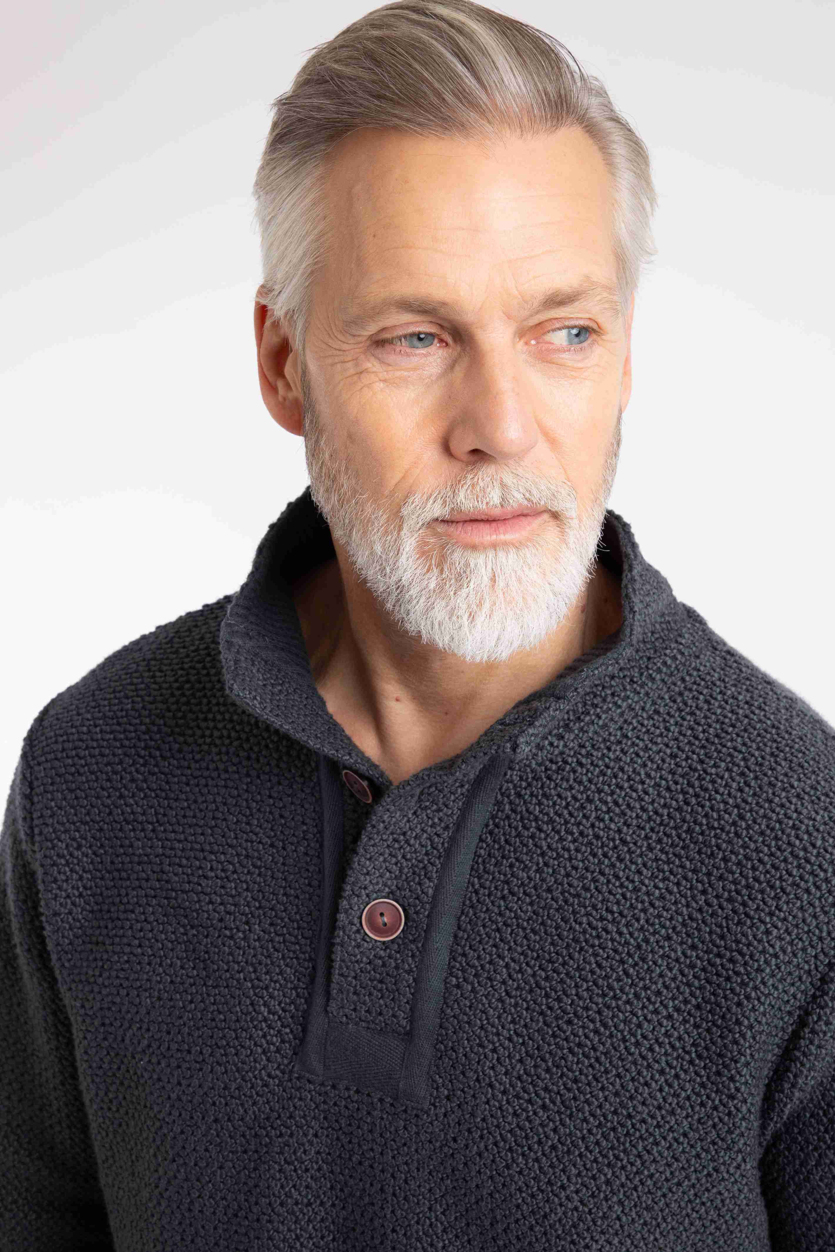 Sandon Button Neck Macaroni Sweatshirt Navy