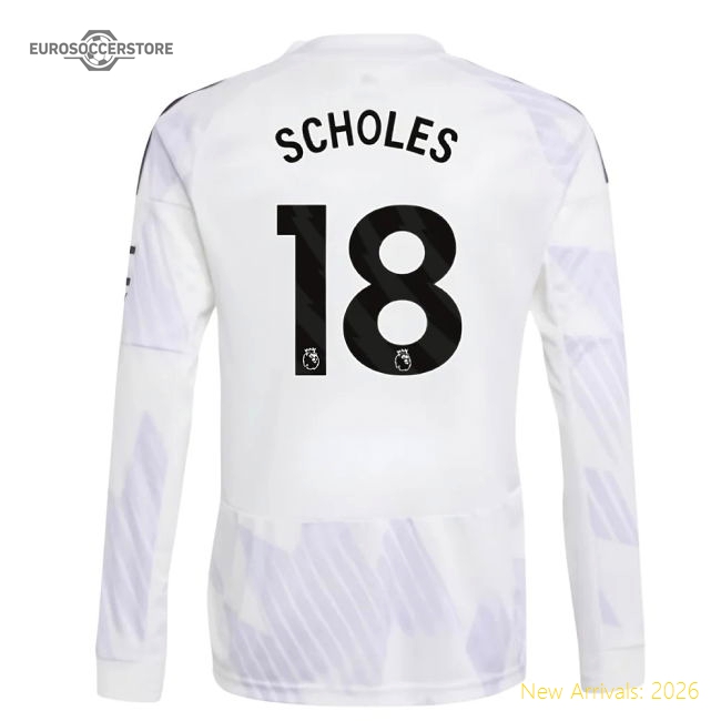 Premium 2025-2026 Man Utd Long Sleeve Away Shirt (kids) (scholes 18)