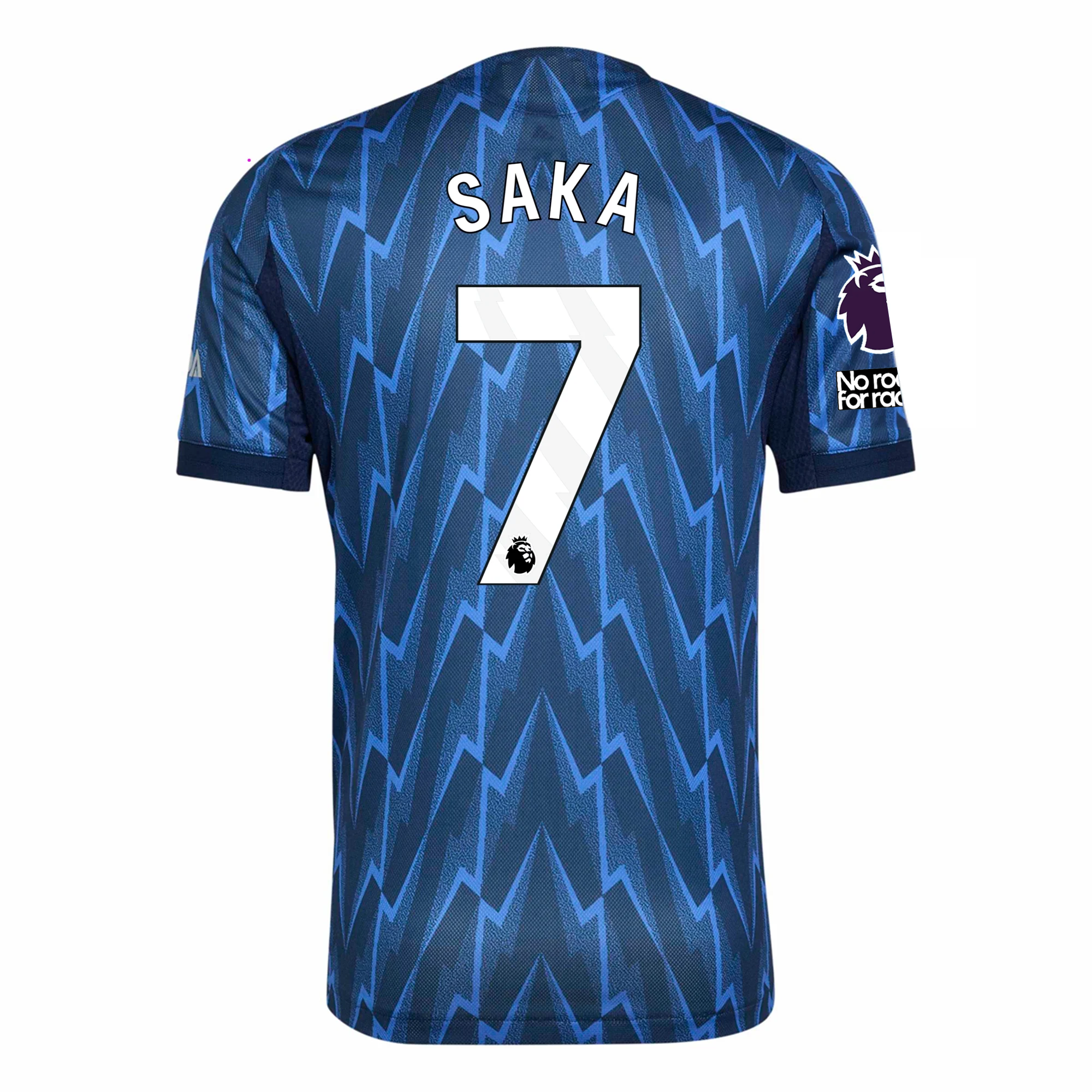 Buy Bukayo Saka Arsenal Authentic Away Soccer Jersey 25/26 EPL No Room For Racism Indigo Silver