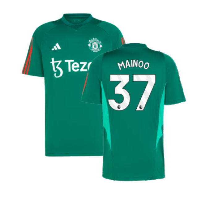 2023-2024 Man Utd Training Shirt (Green) (Mainoo 37) | Elite