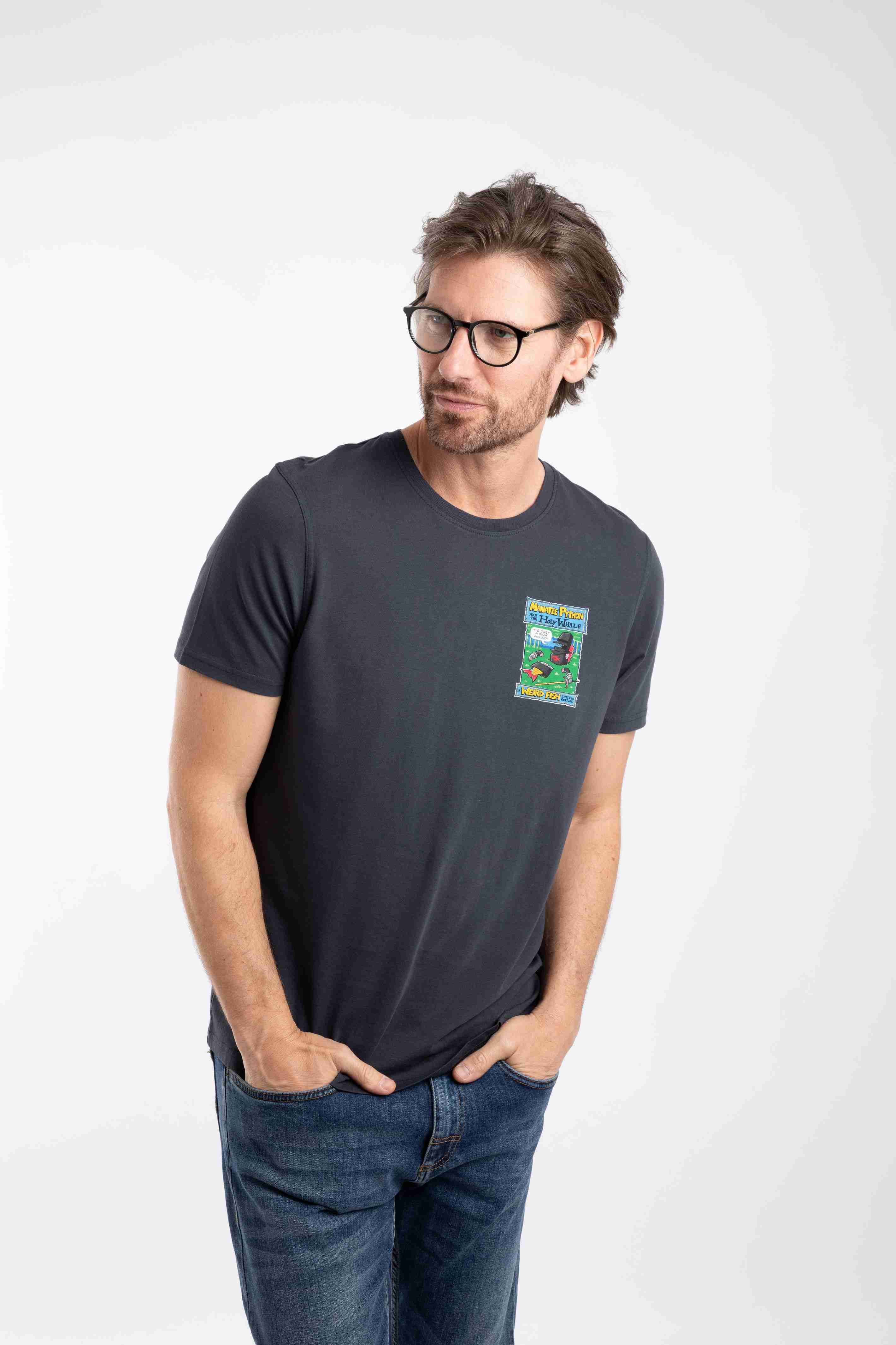 Holy Whale Back Print Artist T-Shirt Navy