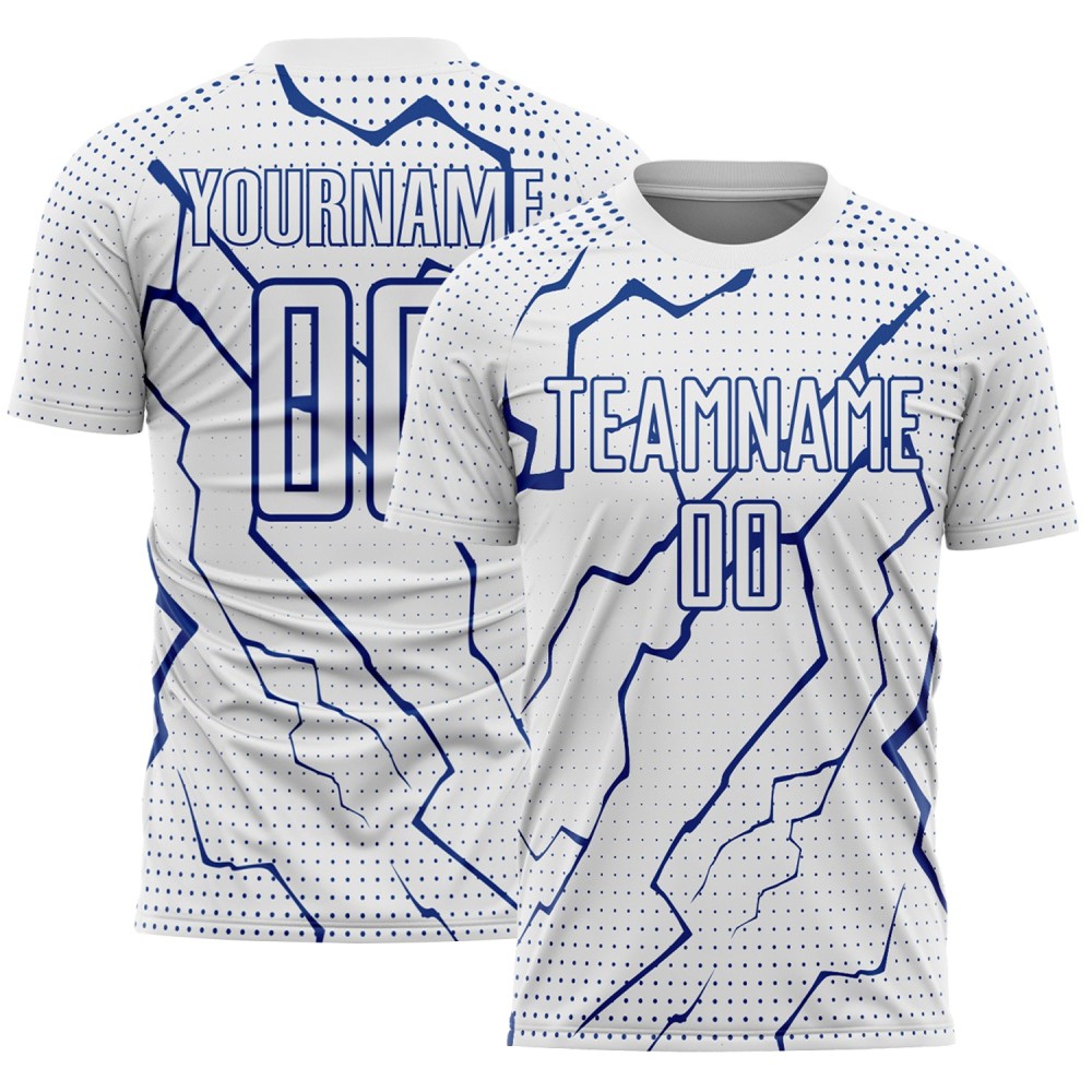 White Royal Jersey Sublimation Uniform Lightning Custom Sports Soccer