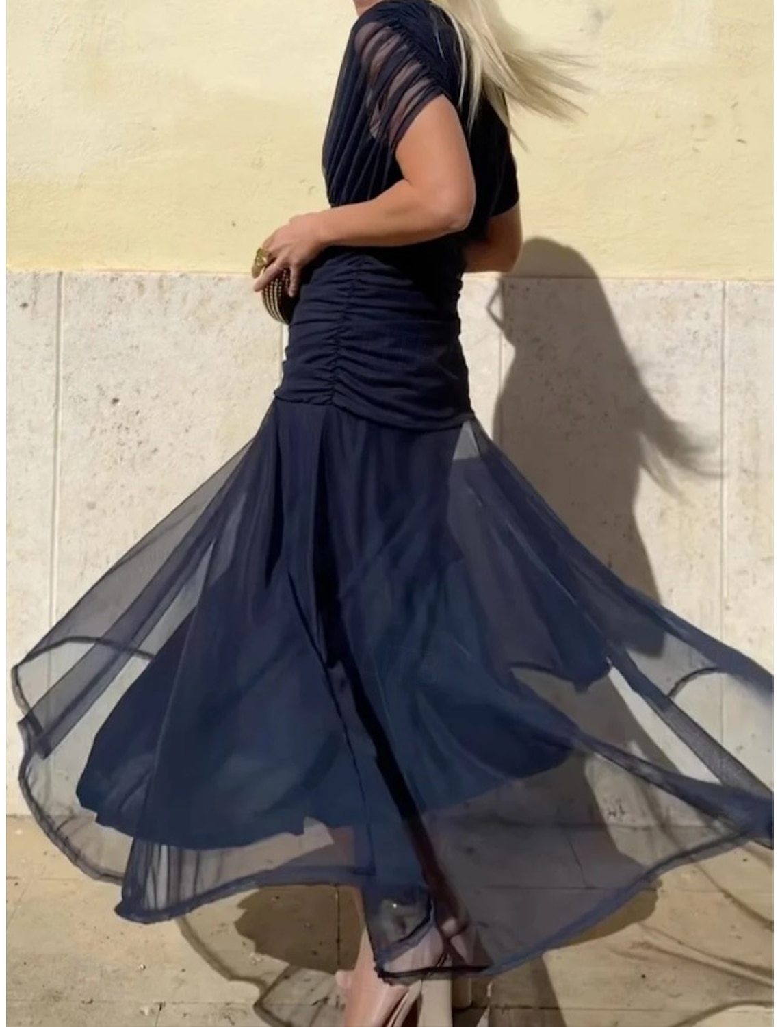 Women's Midi Dress Sheath Dress Vacation Birthday Beach Party Going out Regular Fit Solid Color Short Sleeve V Neck dark brown Deep Green Navy Red Summer Spring