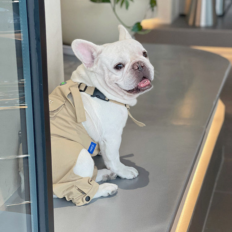 Trendy Barkbuilt French Bulldog Overalls – Khaki Utility Dog Jumpsuit...