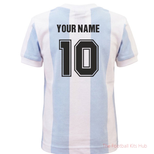 Argentina Kids 1986 World Cup Football Shirt (Kids) (Your Name)
