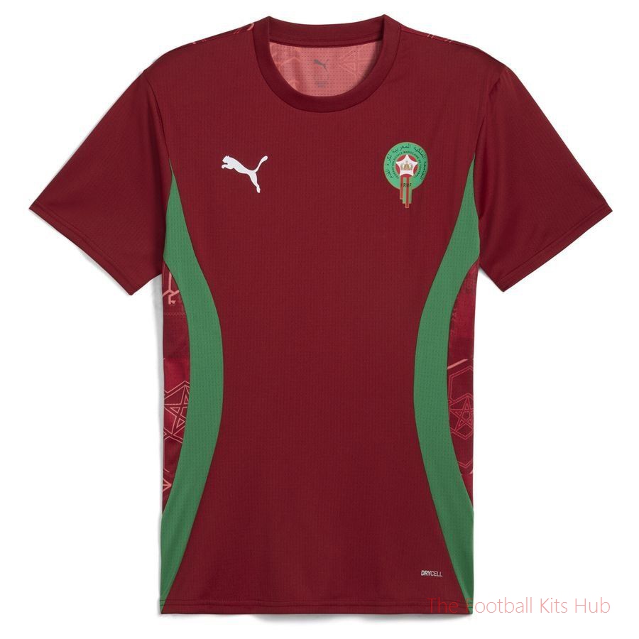Morocco Training T-Shirt Pre Match Africa Cup of Nations 2025 - Intense Red/Archive Green