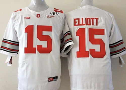 game jersey Men's Ohio St Buckeyes Ezekiel Elliott #15 White 2015