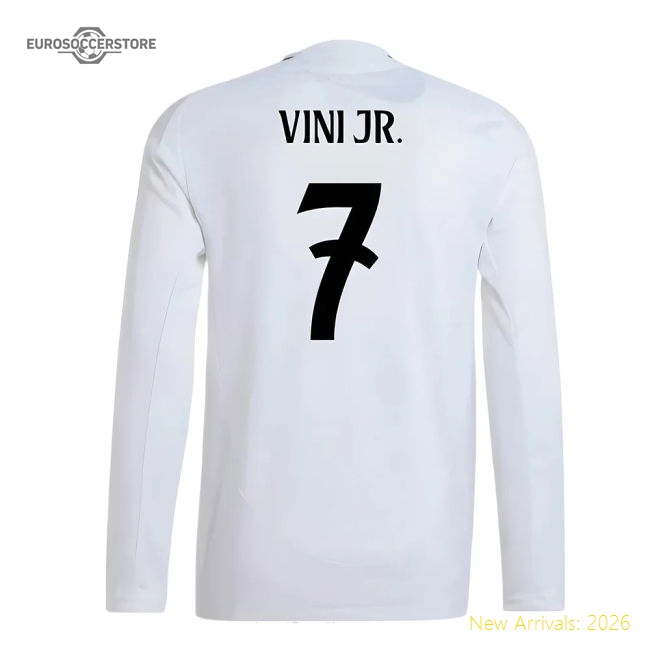Top-Quality 2024-2025 Real Madrid Authentic Long Sleeve Home Shirt (Vini Jr