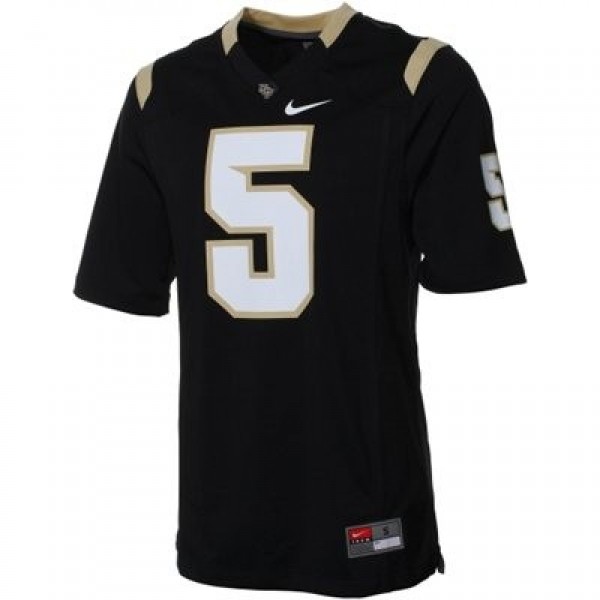 Men College Football Power #5 Black Men Stitched Black Durable Jersey