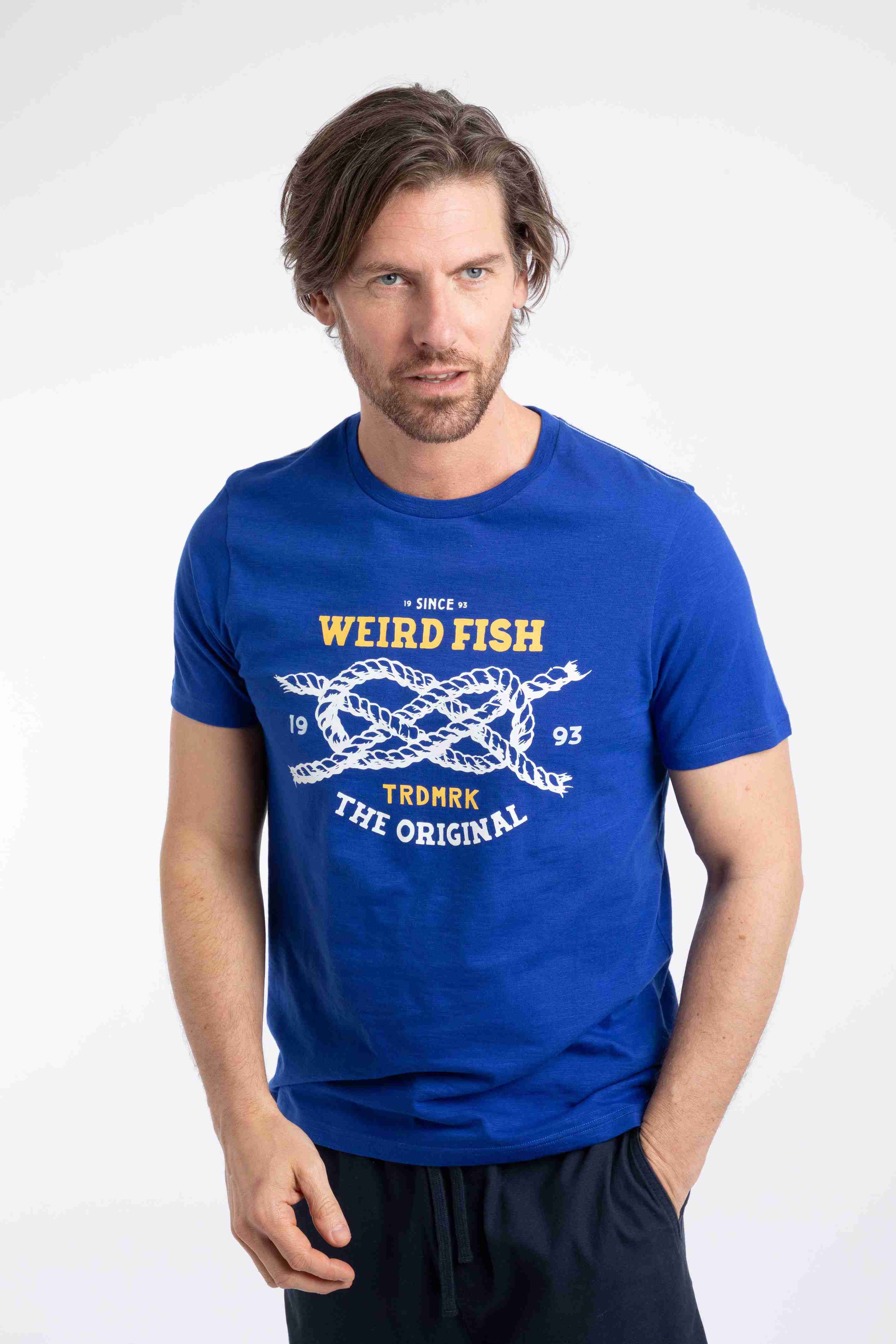 Cast Off Front Print Graphic T-Shirt Mazarine Blue