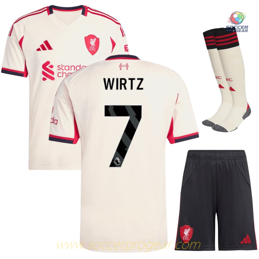 Liverpool Away Children Team Jersey 2025-26 Edition Wirtz