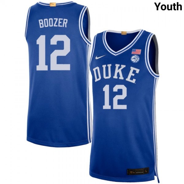 Youth Duke Blue Devils #12 Cameron Boozer Royal Nike Stitch Jersey