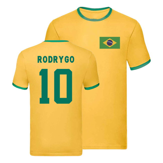 National Brazil Ringer T-Shirt (Rodrygo 10) Team Match Championship