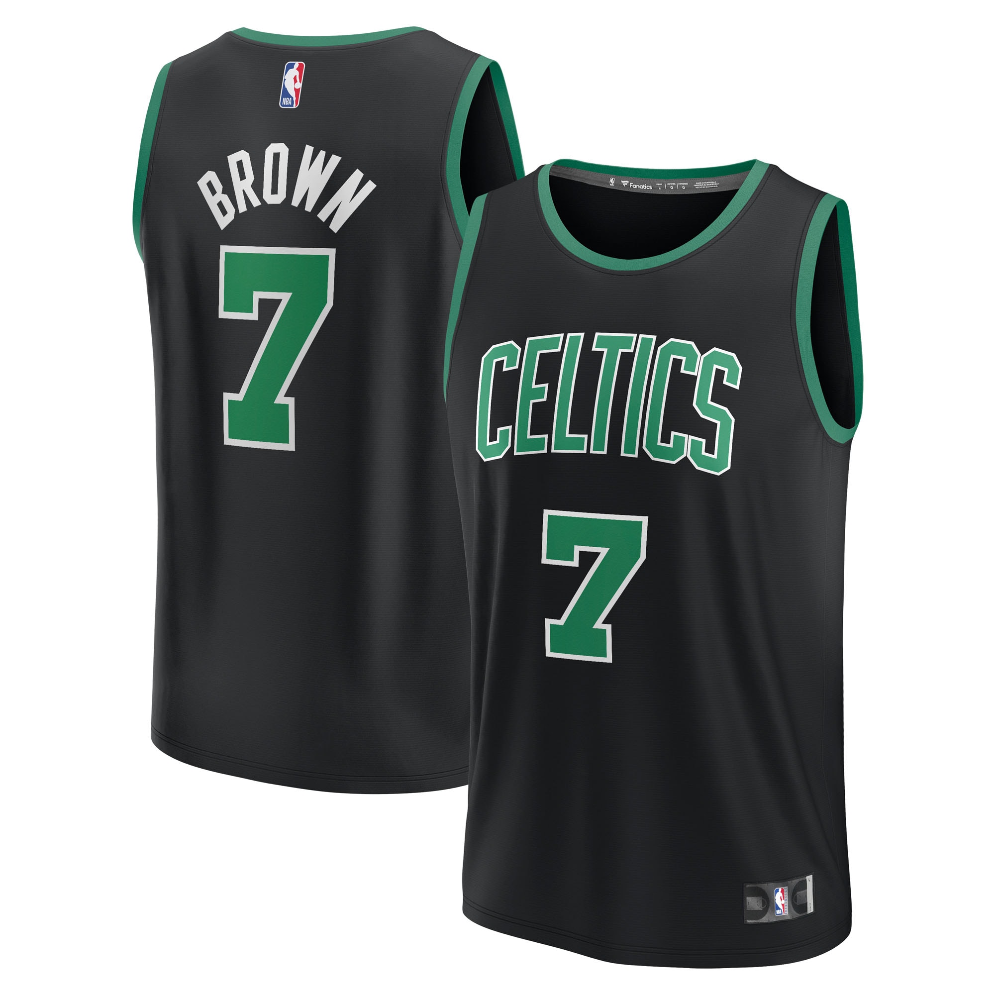[LK] Jaylen Brown #7 Boston Celtics Youth Fast Break Replica Player Jersey - Statement Edition - Black
