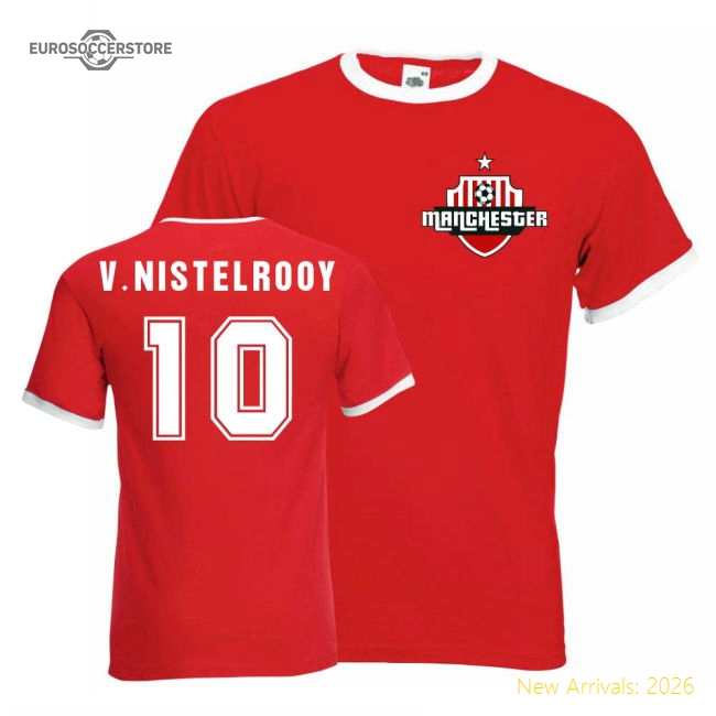 Official Elite Ruud Van Nistelrooy Man Utd Ringer Tee red