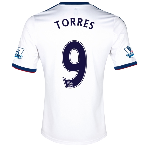 13-14 Chelsea 9 TORRES White Away Soccer Jersey Shirt - Official