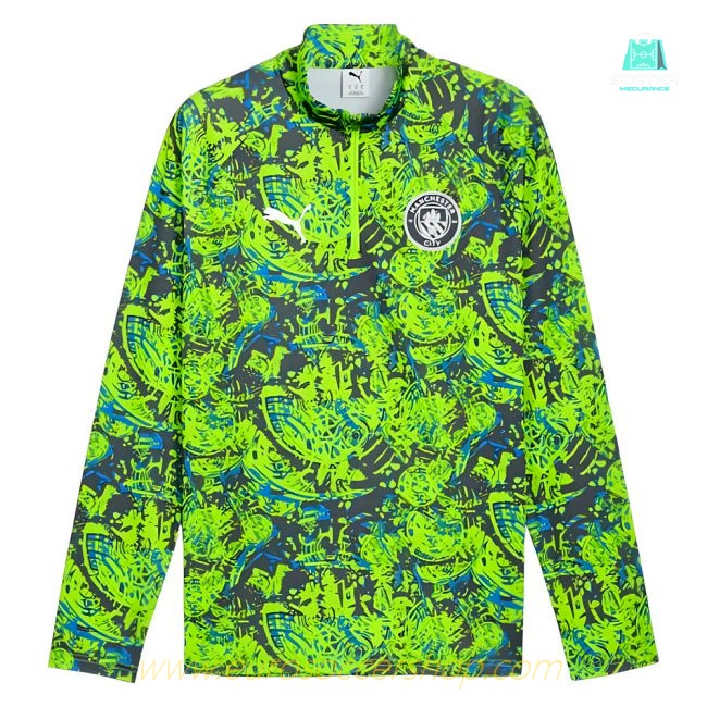2025-2026 Man City Warm Up 1/4 Zip Top (Pro Green)