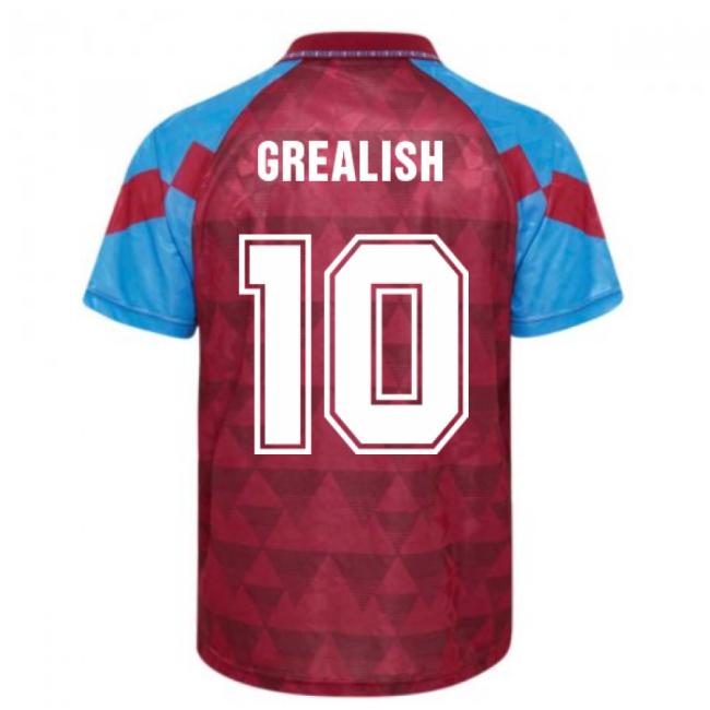 Premium Score Draw Aston Villa 1990 Retro Football Shirt (grealish
