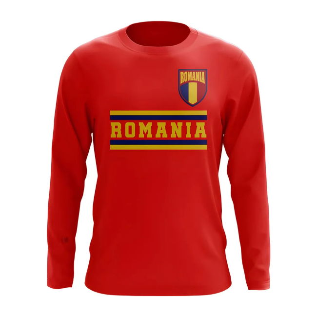 Romania Core Football Country Long Sleeve T-Shirt (Red)