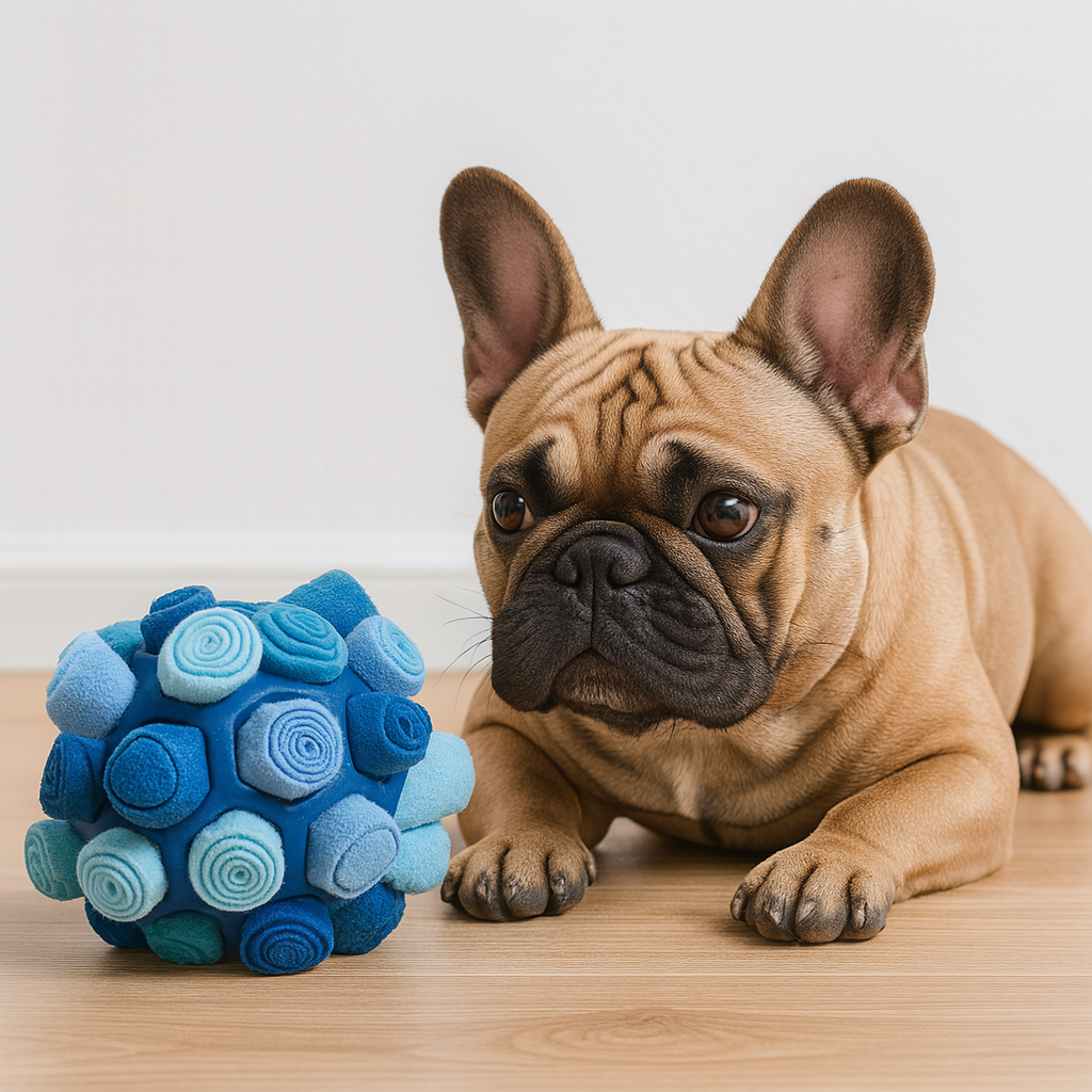 Treat Hiding Rubber Ball Toy For French Bulldogs | Vet-recommended