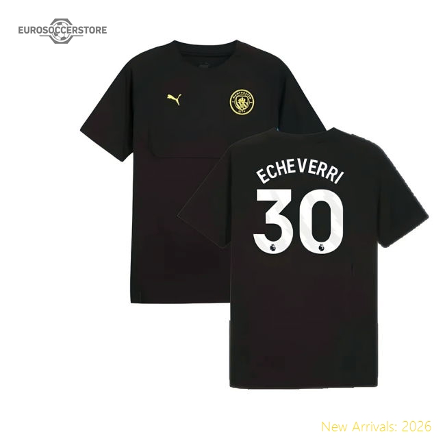 2024-2025 Man City Pumatech Pocket Tee Black Echeverri 30