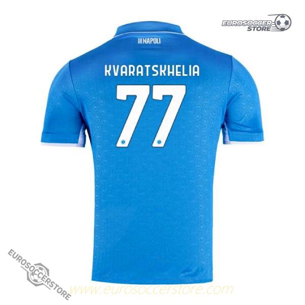Napoli's 24-25 Season Home Jersey for Kvaratskhelia, Sporting the Number 77