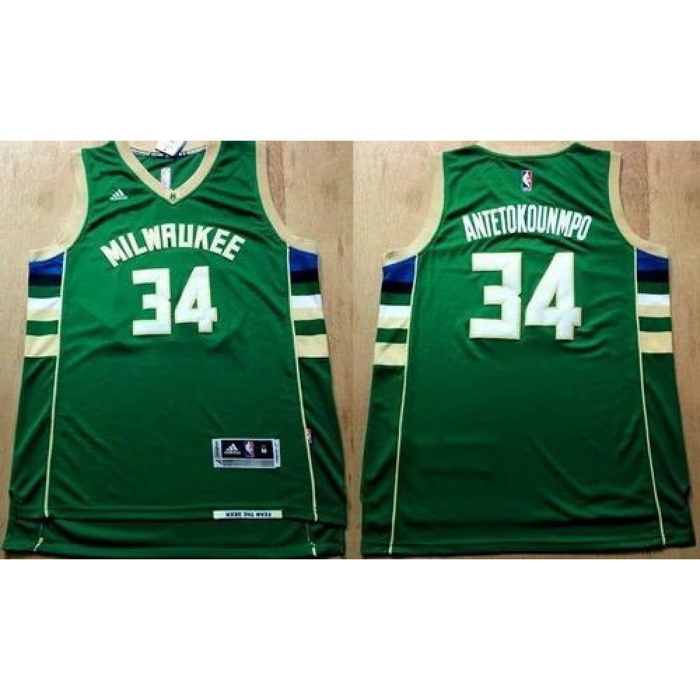 Elite Men's Milwaukee Bucks #34 Giannis Green Basketball Jersey