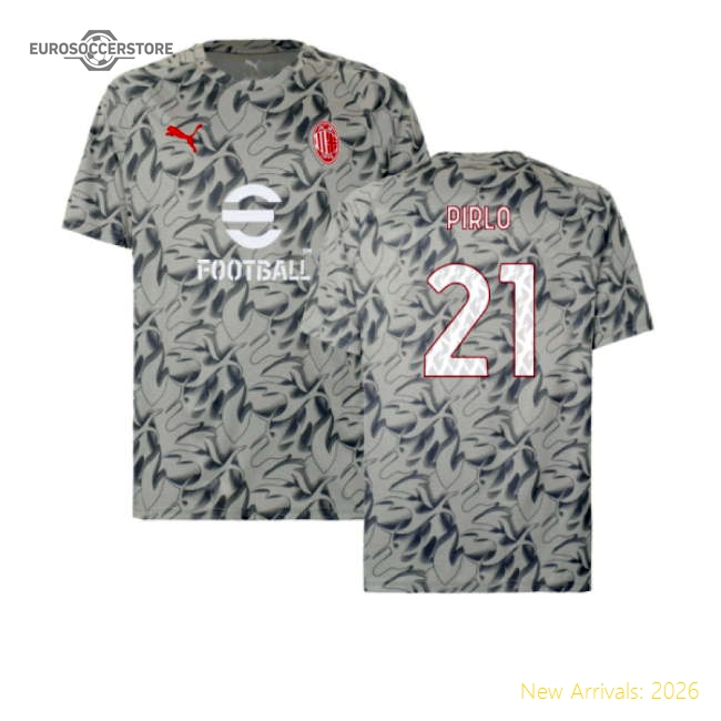 Ac Milan Home Match Jersey Smokey Gray) (pirlo Athletic Fit