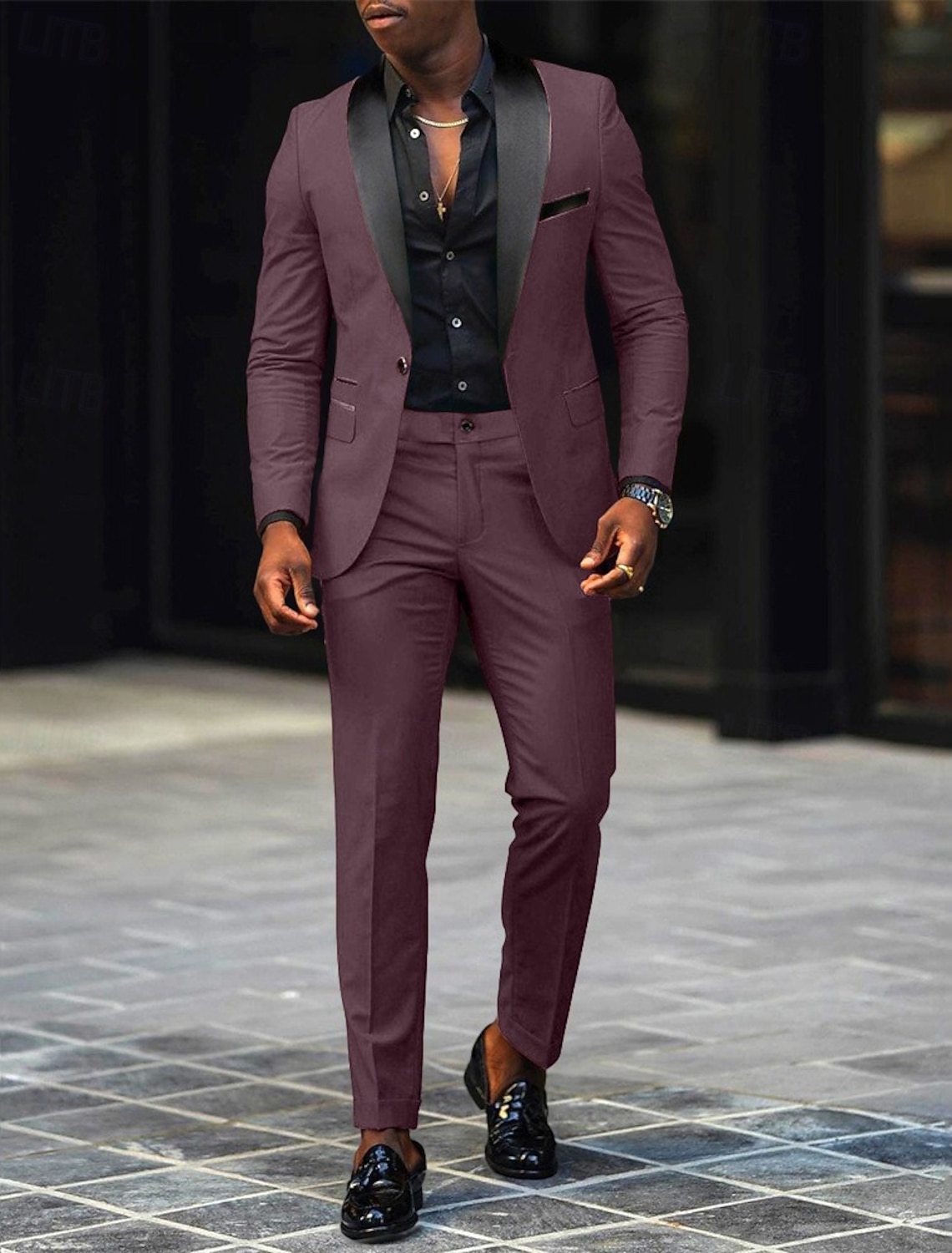 Men's Tuxedos Party Suits Beach Wedding Spring Wedding Pink Burgundy Spring & Summer Suit Shawl Lapel Fashion Casual Patchwork Slim Fit 3 Piece Single Breasted One-button