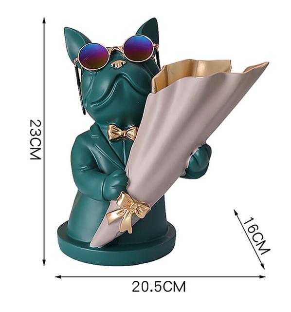 French Bulldog French Bulldog Figurine With Flower Vase Durable Dog Item