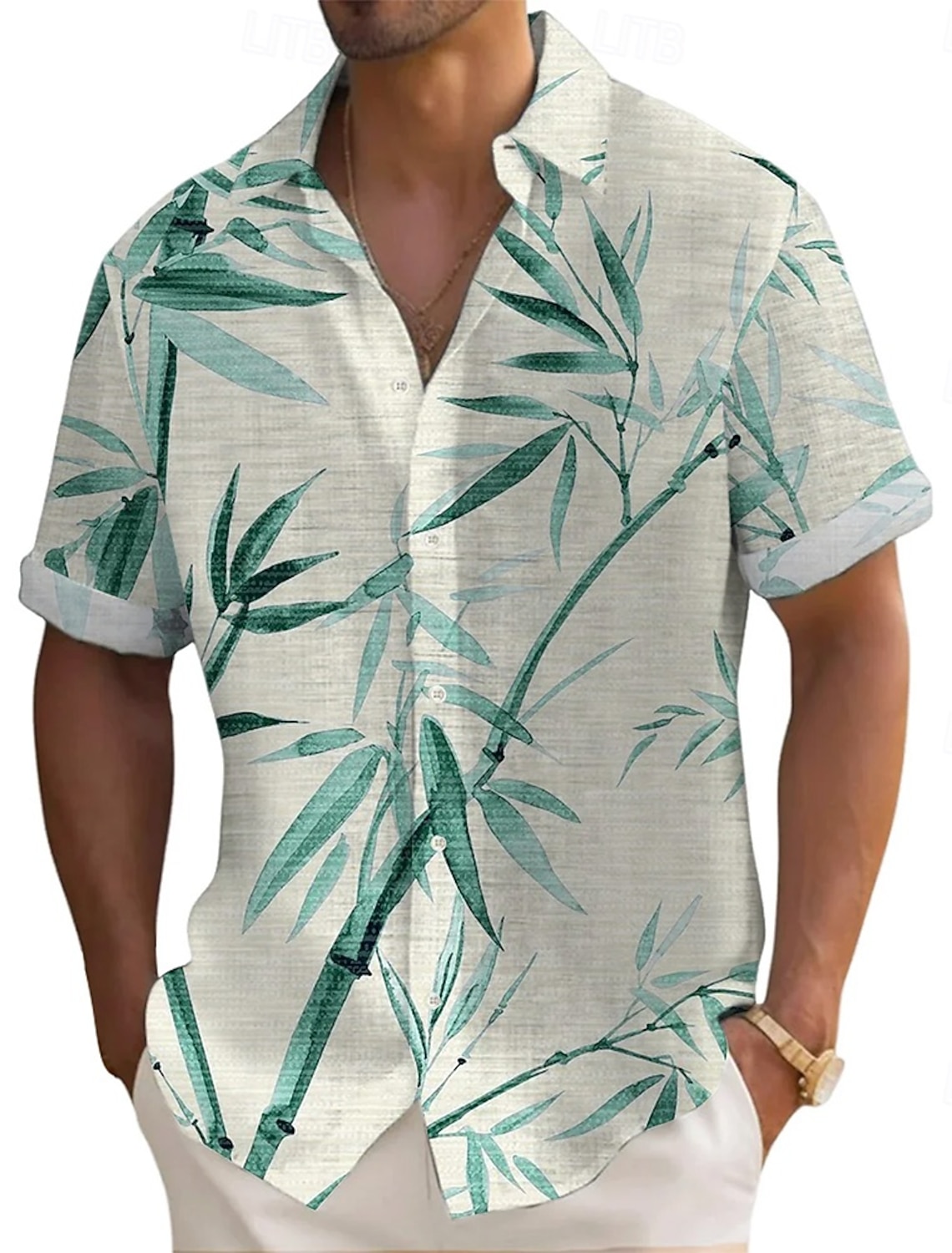 Men's Plants Bamboo Shirt Summer Shirt Button Up Shirt Short Sleeve Fashion Casual Vacation Dailywear Beach Wear Summer Spring Turndown 3D Print Linen Like Shirt Yellow Blue Purple Green Rose Red