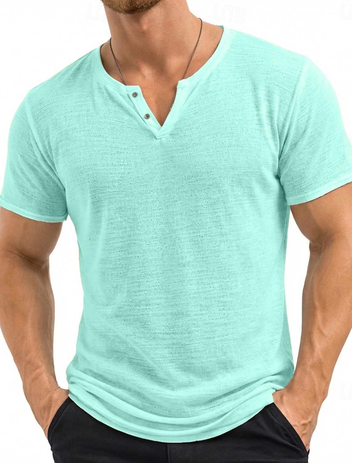 Men's T Shirt Knit Tee Tee Top Short Sleeve V Neck Summer Solid Color Textured Fashion Lightweight Basic Mesh Knitted Plain Casual Vacation Street Black Purple Green Top Tee for Men